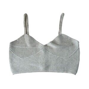 Aerie Women's XL Crop Tank Top Heather Blue White Ribbed Adjustable NEW